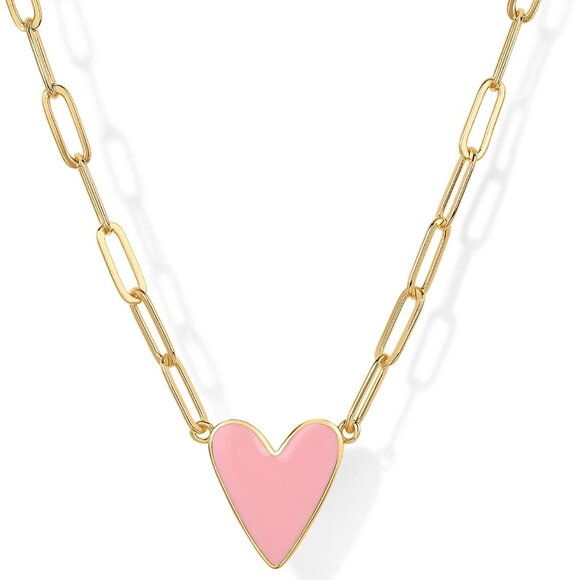 Hypoallergenic 14K Gold Plated Heart Necklace with Adjustable 19" Chain - Picture 1 of 4
